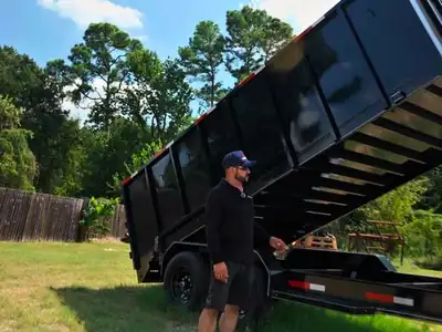 16 ft dump trailer with the bed raised