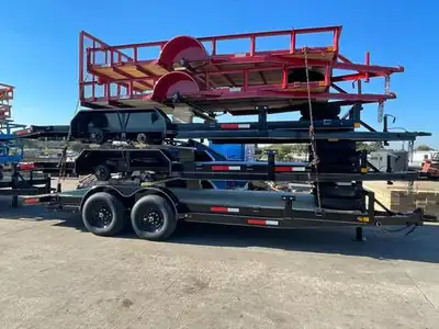 Utility trailers loaded for delivery