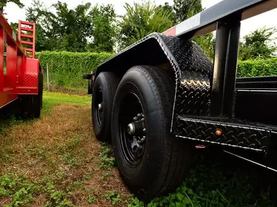 Diamond-plate fenders on a heavy-duty 83x20