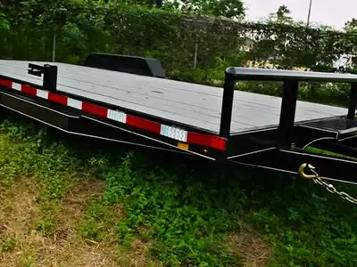 83x20 equipment trailer, side view