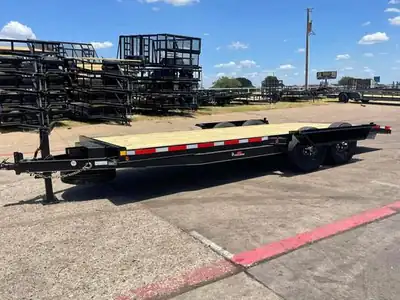 Black car hauler with wood deck