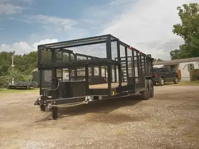 83x20 landscape trailer with 4 ft mesh sides