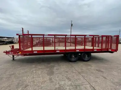 Red high-side landscape trailer