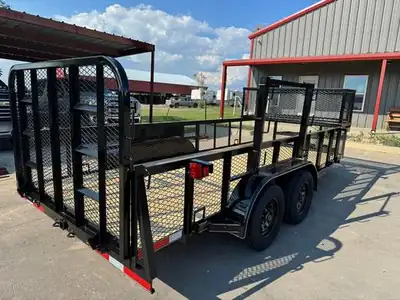 Landscape trailer with tool rack