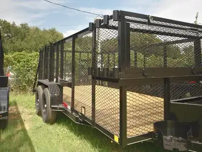 83x16 landscape trailer with 4 ft mesh sides