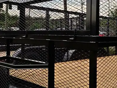 Expanded-metal sides on a landscape trailer
