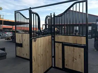 Custom black horse stall front