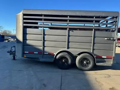 Gray livestock trailer