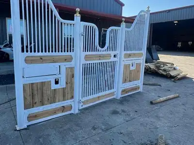 Custom white horse stall fronts