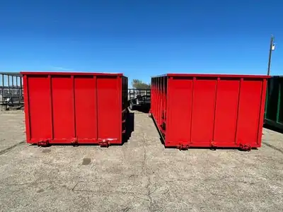 Red roll-off containers