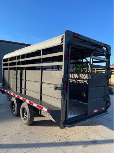 close view of livestock trailer